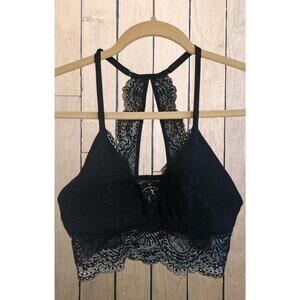 Gilly Hicks Lace Halter Bralette Wireless Wirefree Black Medium